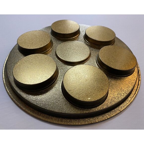 Vintage Tin Serving Tray Drink Holder Circular 70s Home Decor Washington - Picture 4 of 5